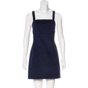 STAUD front pocket navy courduroy mini dress
